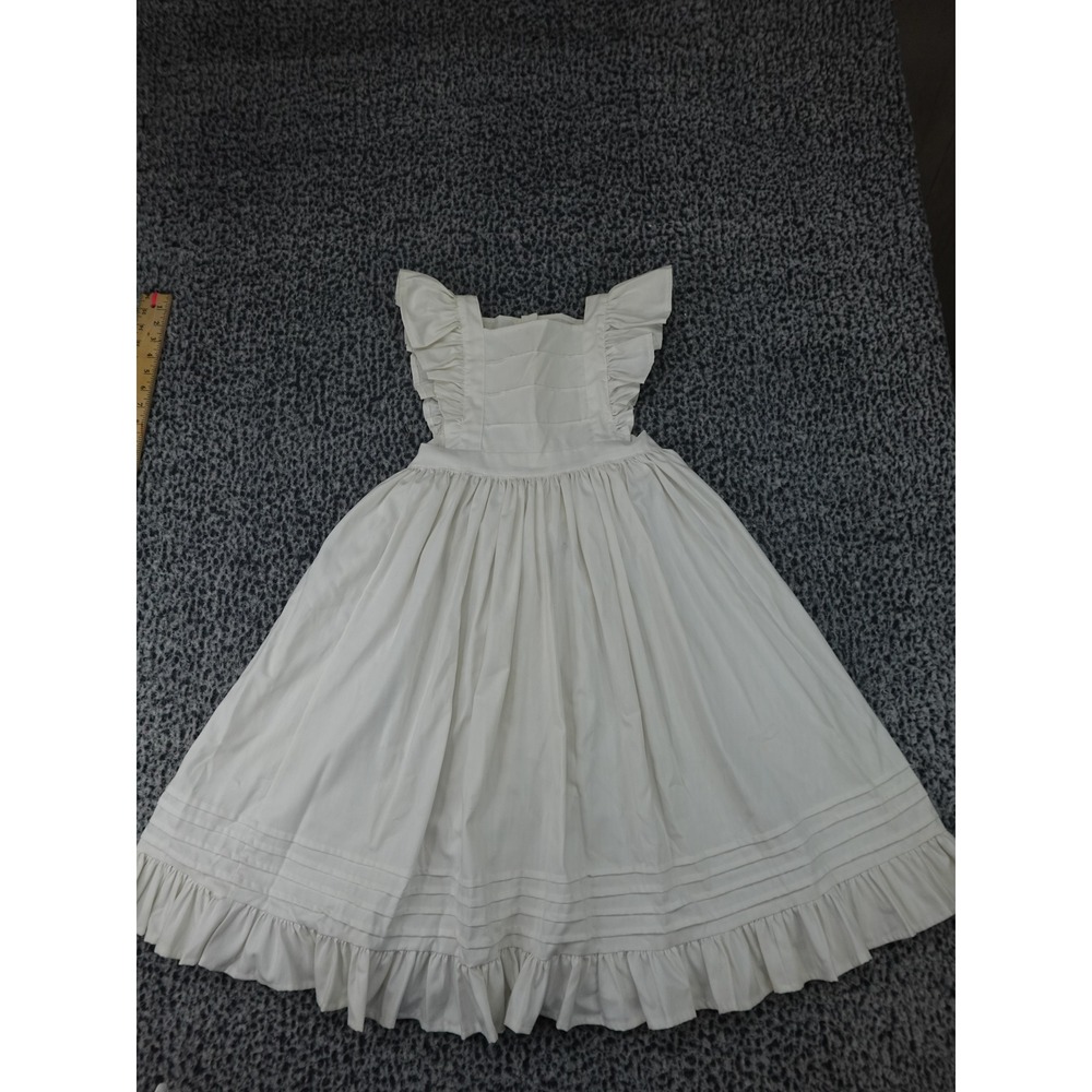 Francoise Bouthillier Pinafore Dress Girls Size 14 White Vintage Ruffle Trim